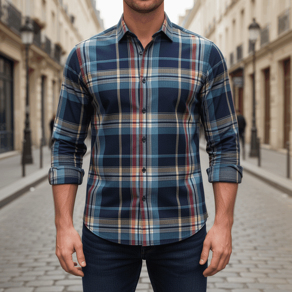 Indigo Herrinbone Twill Checks 8049A - Image 2