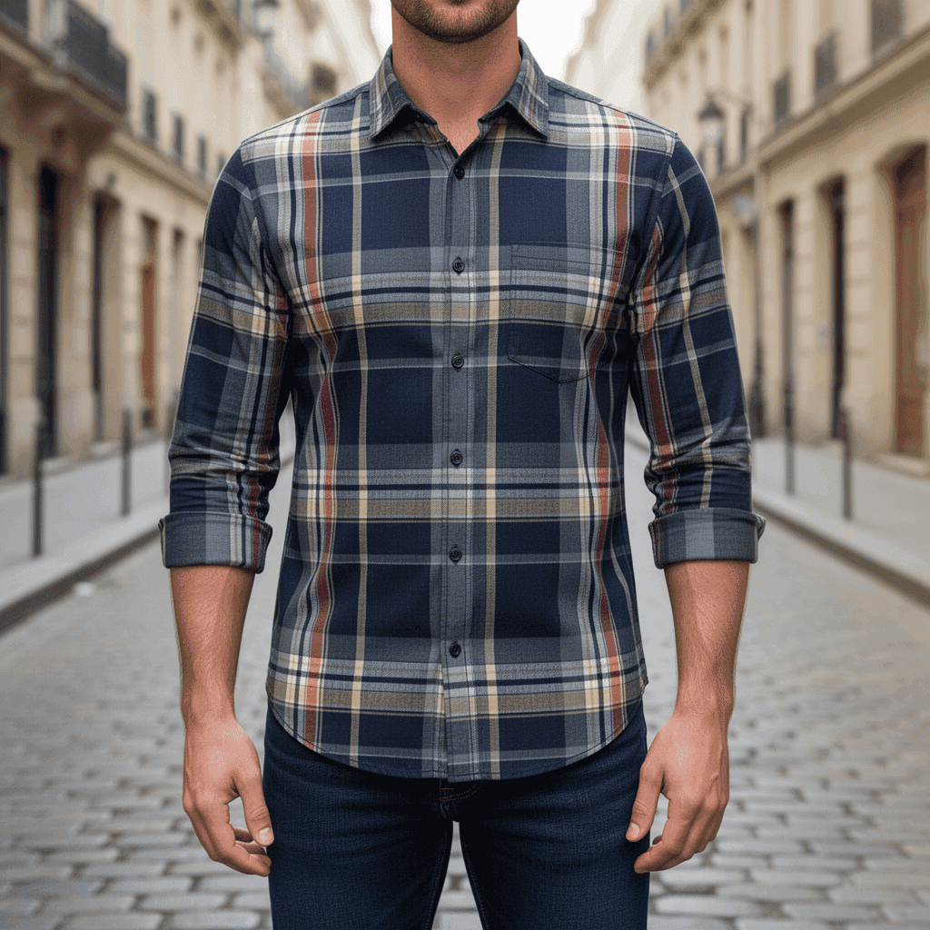 Indigo Herrinbone Twill Checks 8049B - Image 2