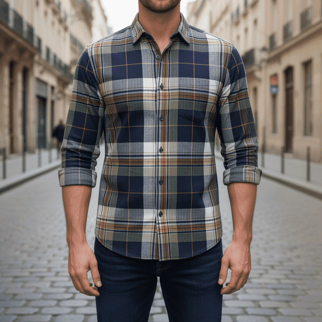 Indigo Herrinbone Twill Checks 8050A - Image 2