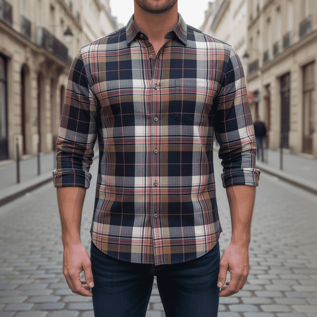 Indigo Herrinbone Twill Checks 8050B - Image 2