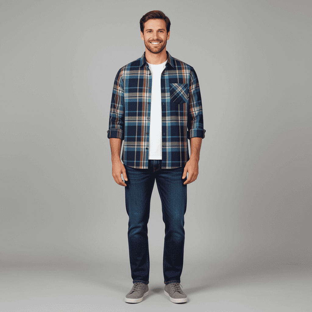 Indigo Herrinbone Twill Checks 8049A - Image 4